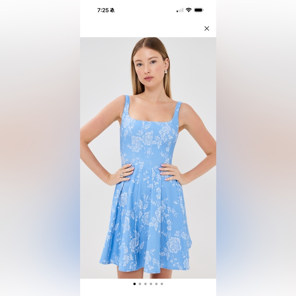 STAUD Light Blue Floral Mini Dress